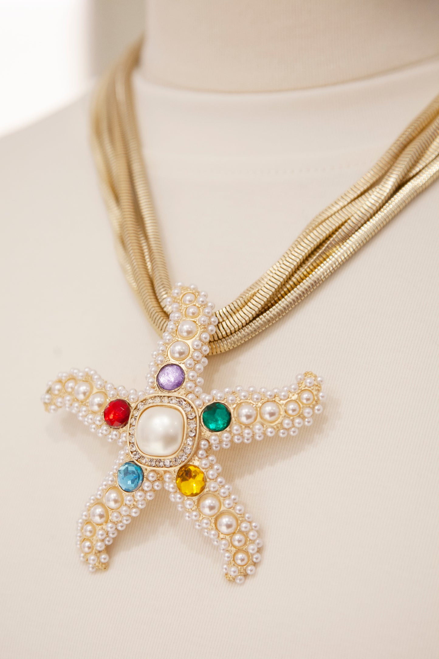 Collana Teria Yabar "Stella Marina Incantata" con Perle e Cristalli Multicolore