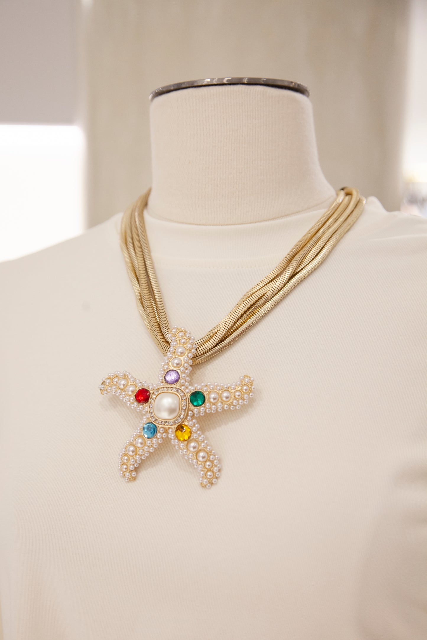 Collana Teria Yabar "Stella Marina Incantata" con Perle e Cristalli Multicolore