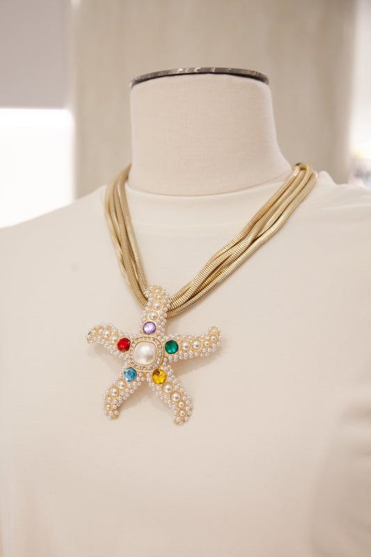 Collana Teria Yabar "Stella Marina Incantata" con Perle e Cristalli Multicolore