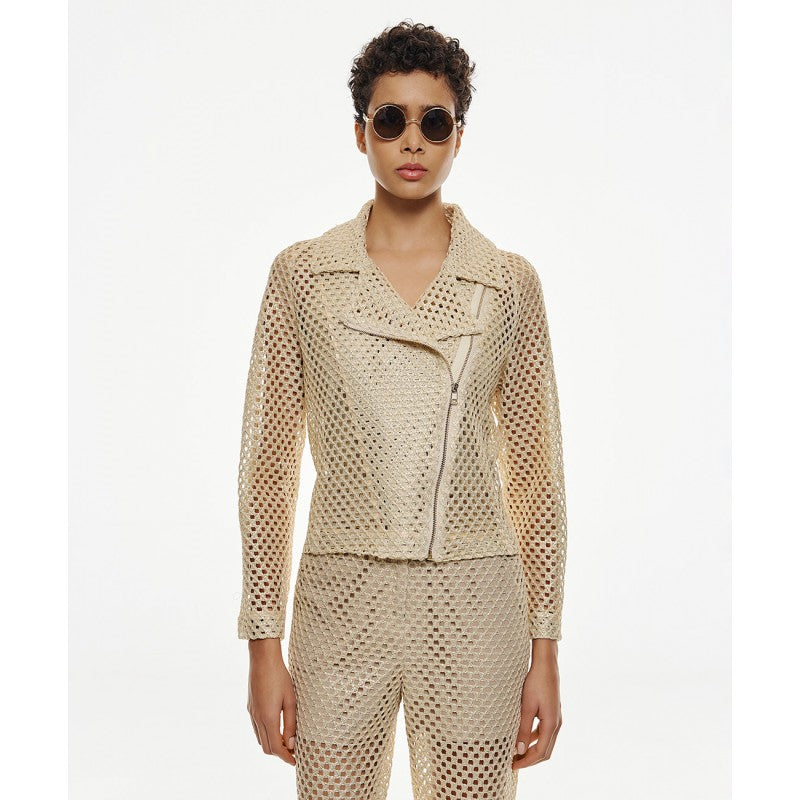 Giacca traforata modello biker