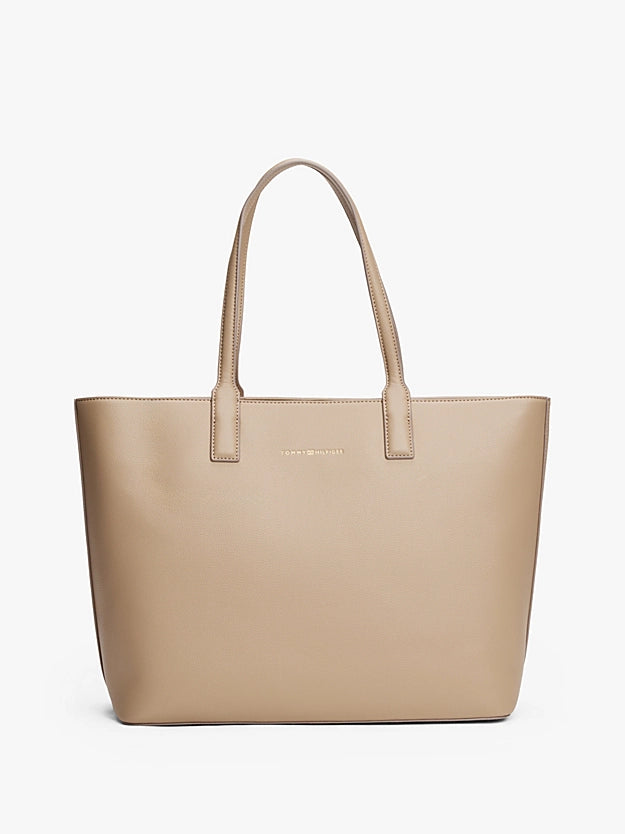 Borsa shopper beige con zip
