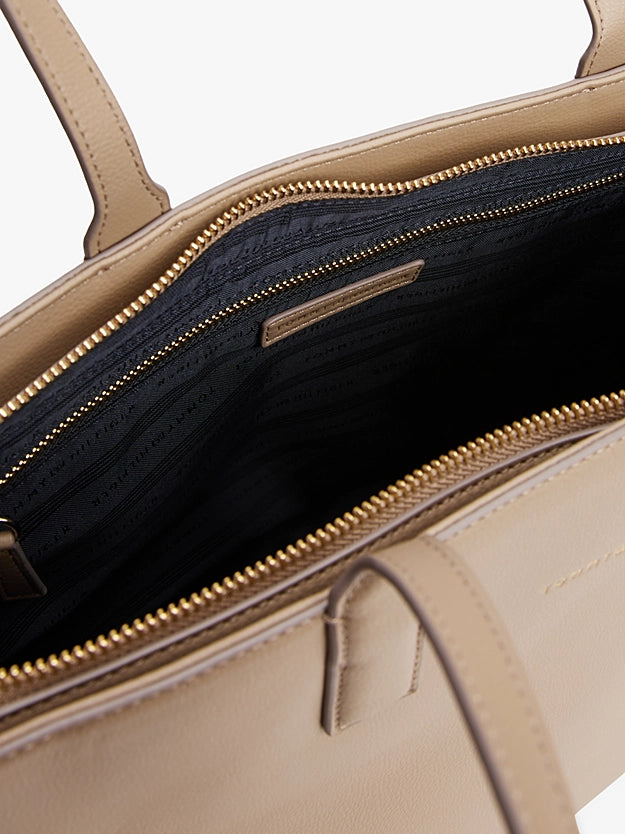 Borsa shopper beige con zip