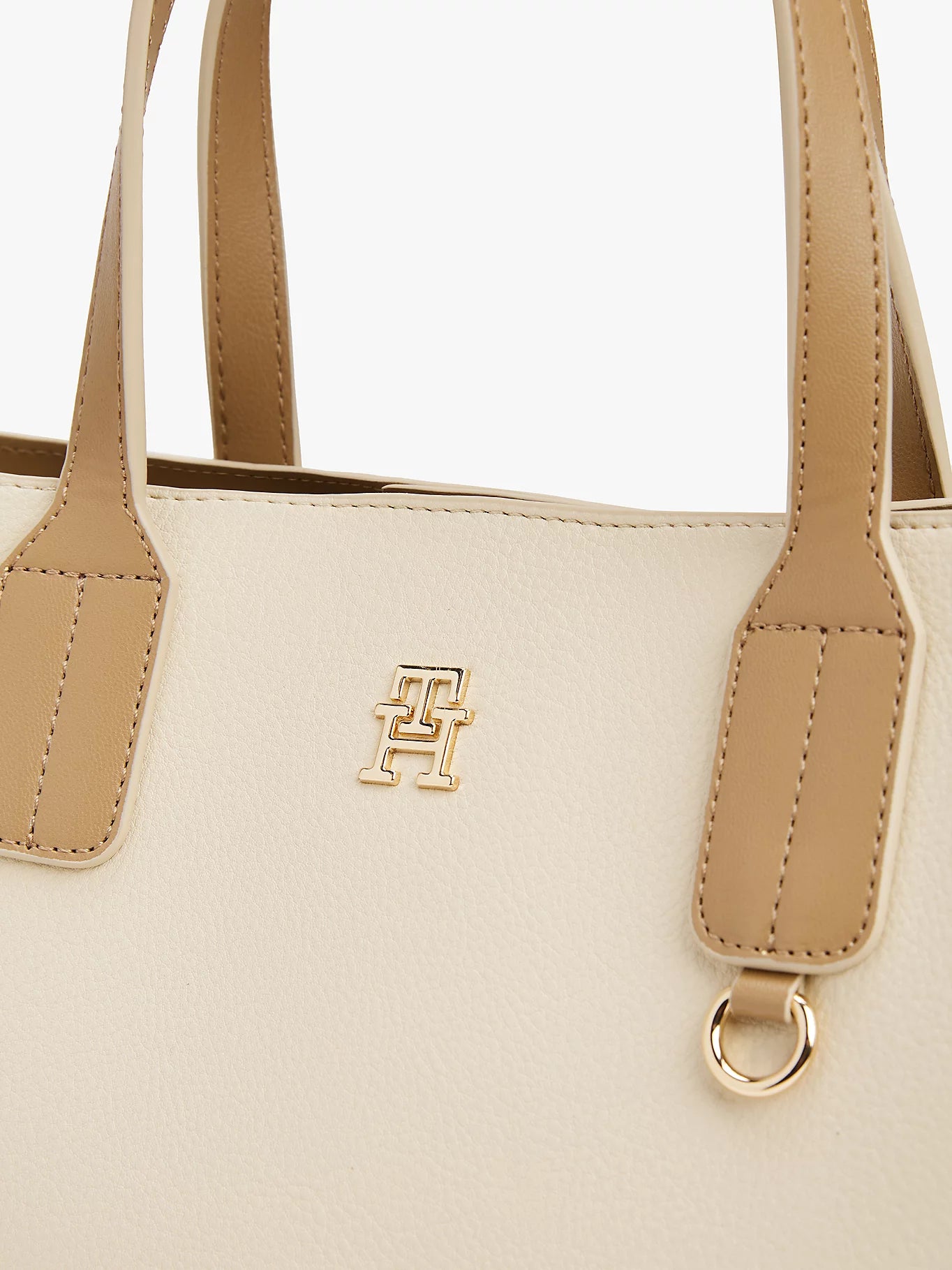 Borsa tote media in beige con monogramma TH