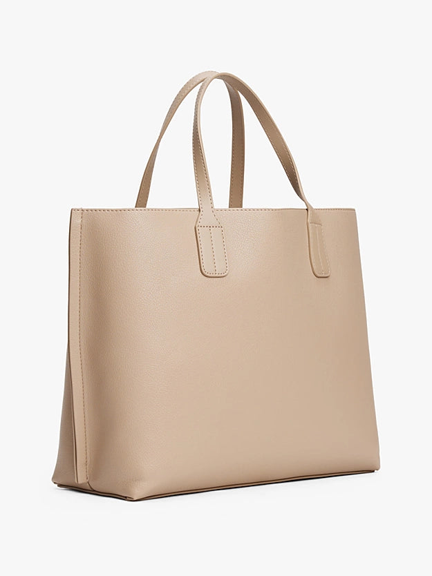 Borsa Satchel cammello con tracolla e monogramma Th