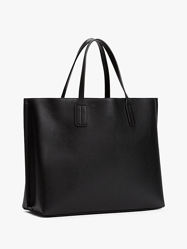 Borsa Satchel nera con tracolla staccabile e monogramma TH
