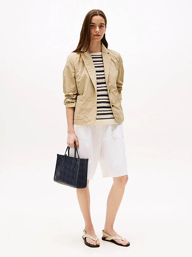 Borsa mini tote City blu con monogrammi TH