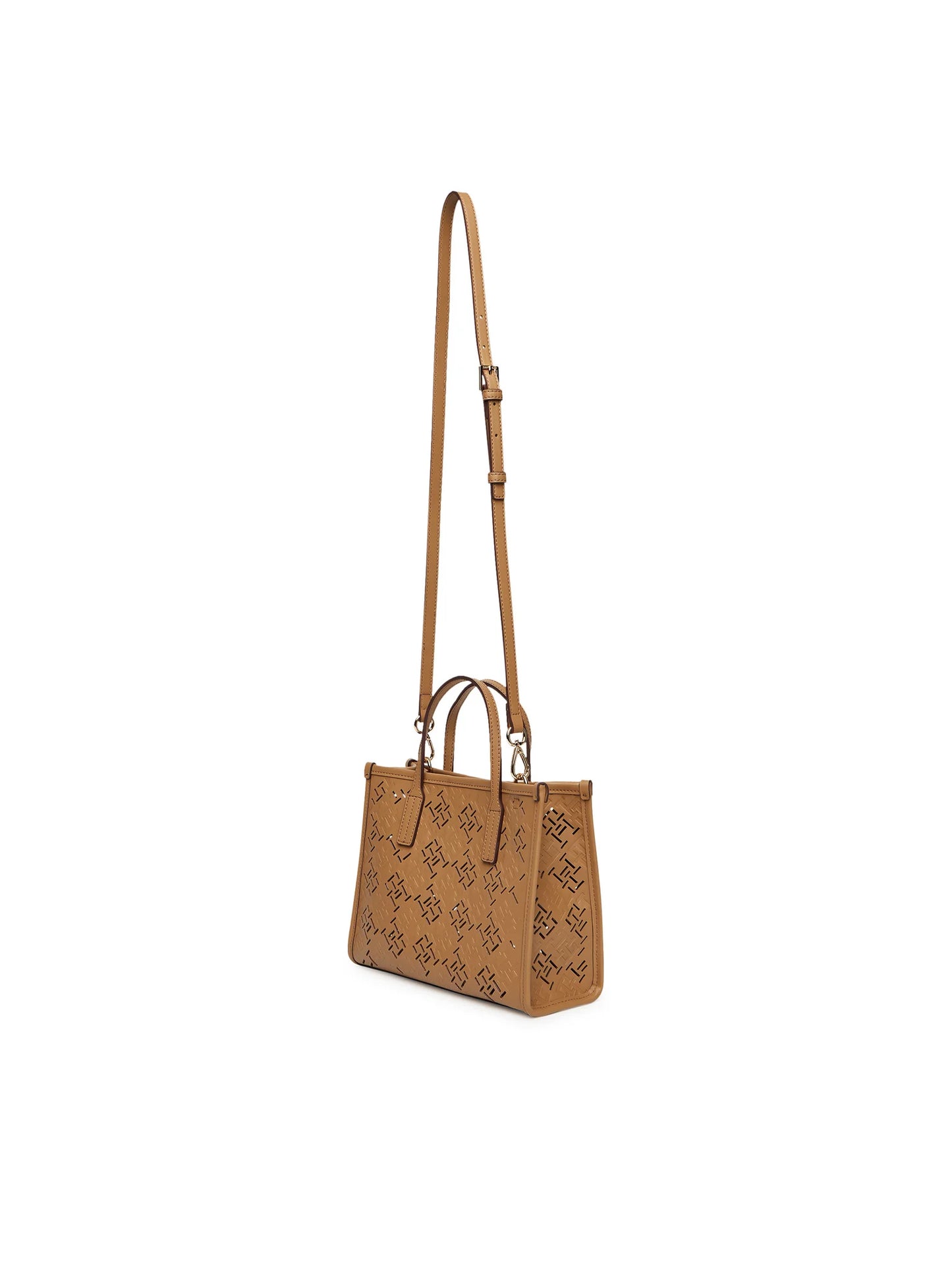 Borsa mini tote City cammello con monogrammi TH
