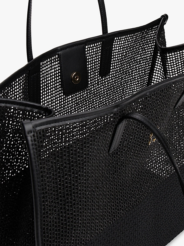 Borsa tote city nera in tela intrecciata