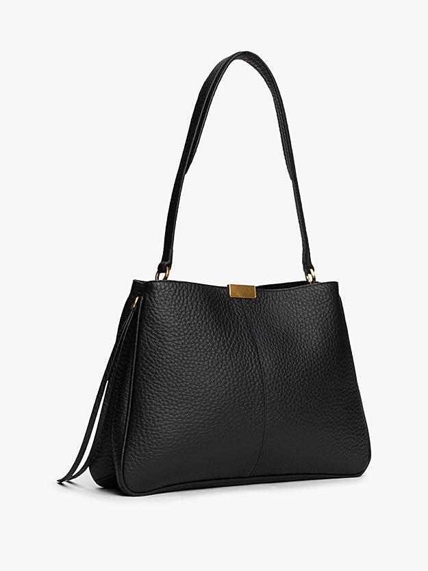 Borsa a tracolla in morbida pelle martellata - Nera o Grigia