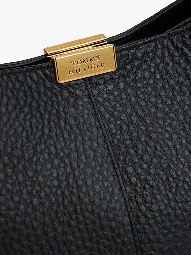 Borsa a tracolla in morbida pelle martellata - Nera o Grigia