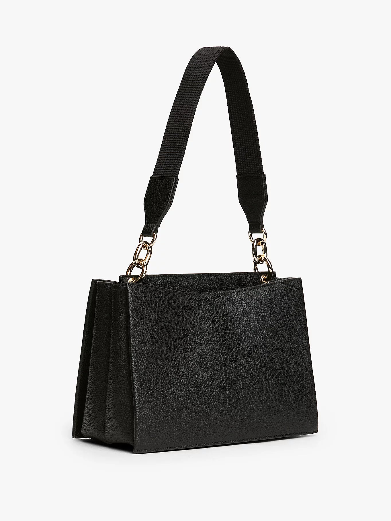 Borsa Media Satchel con finitura zigrinata e tracolla