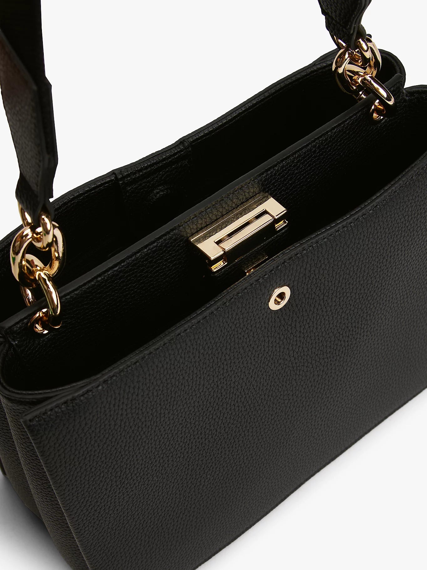 Borsa Media Satchel con finitura zigrinata e tracolla