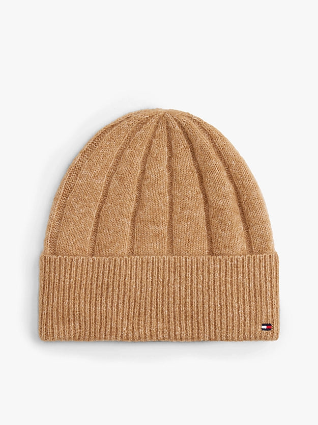Cappellino in maglia con logo. Bianco, cammello o nero