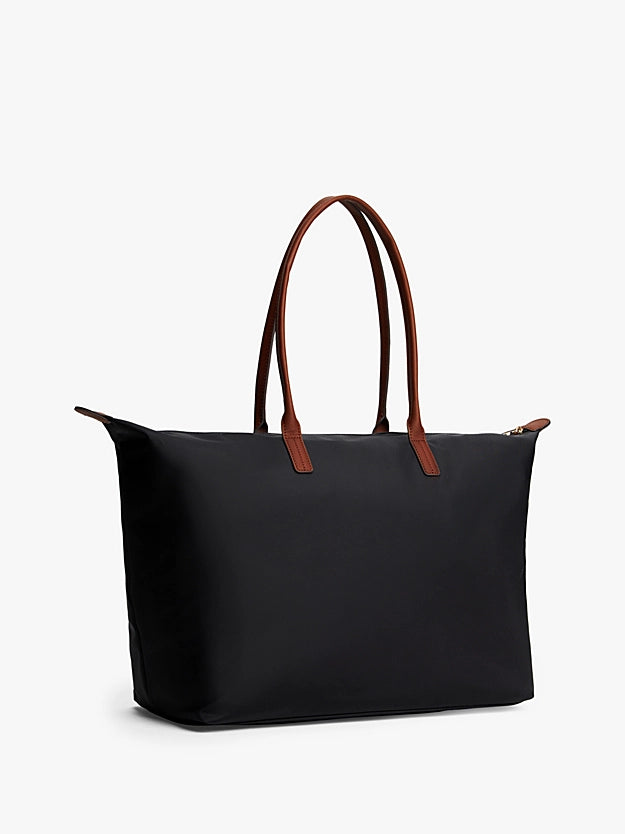 Borsa grande tote nera o blu con placchetta e monogramma TH