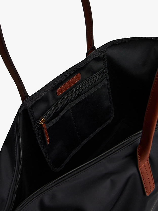 Borsa grande tote nera o blu con placchetta e monogramma TH
