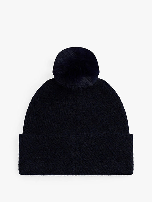 Cappelli Chic in maglia blu o nero con pompon