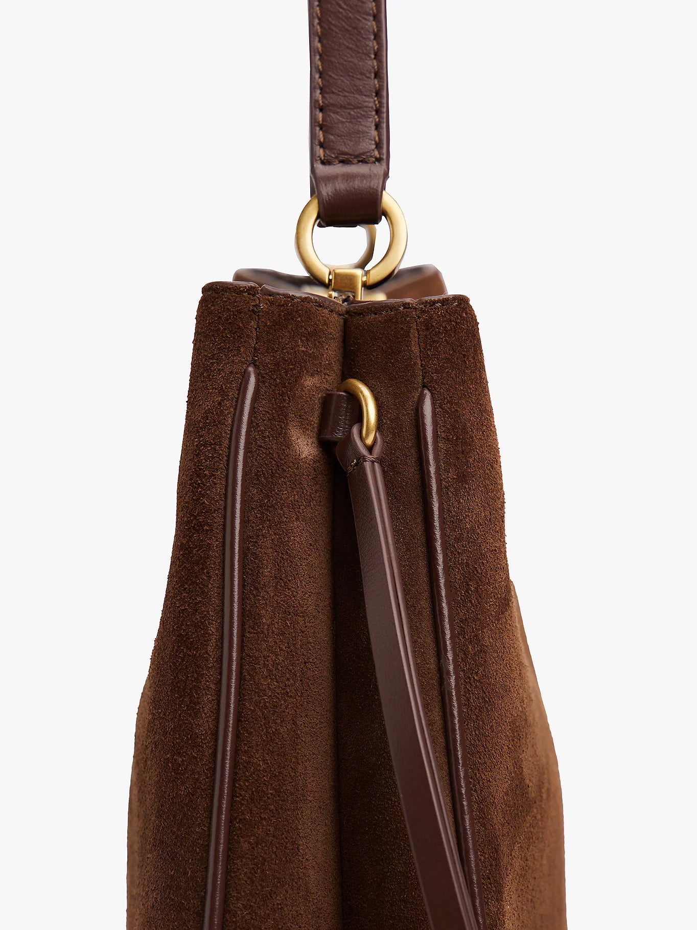 Borsa a tracolla marrone in pelle scamosciata