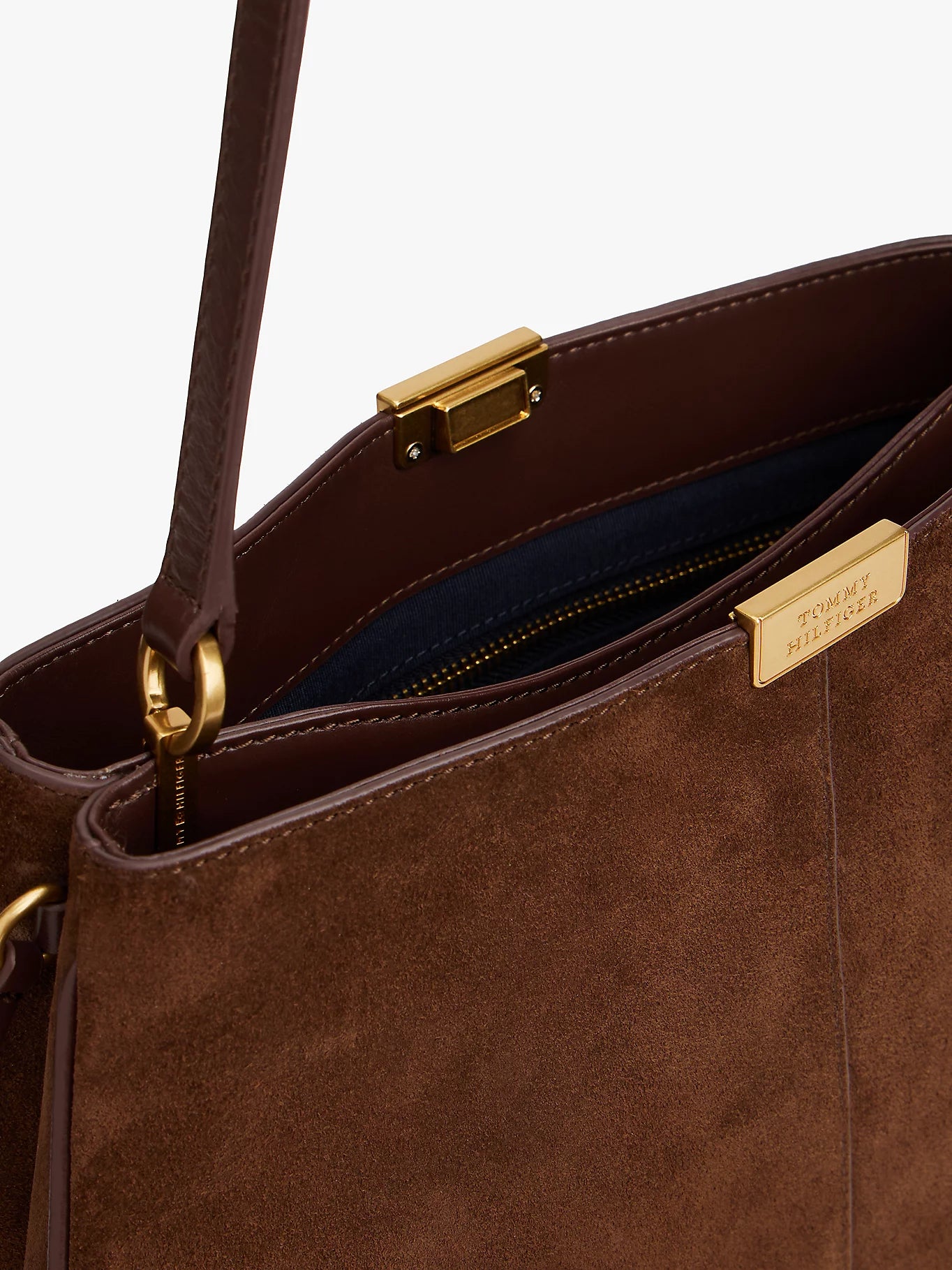 Borsa a tracolla marrone in pelle scamosciata