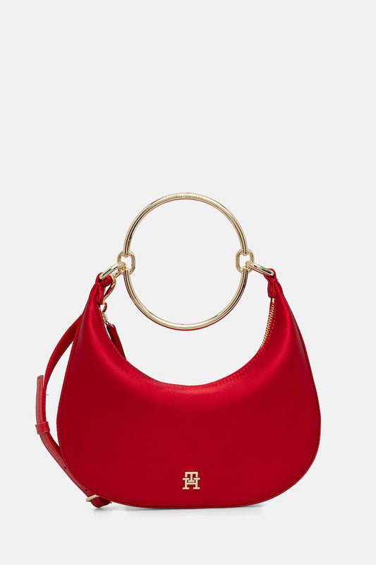 Borsetta elegante in raso con tracolla e bracciale - Nera o Rossa