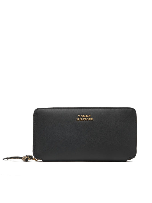 Portafogli Grande in Pelle con Zip - Bordeaux, Nero