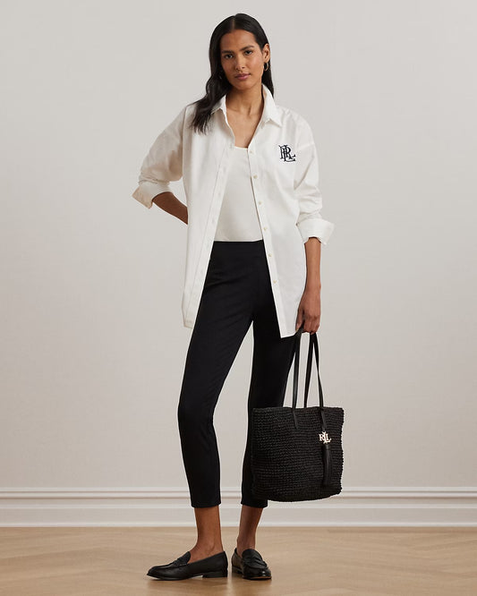 Pantaloni skinny nero in cotone elasticizzato
