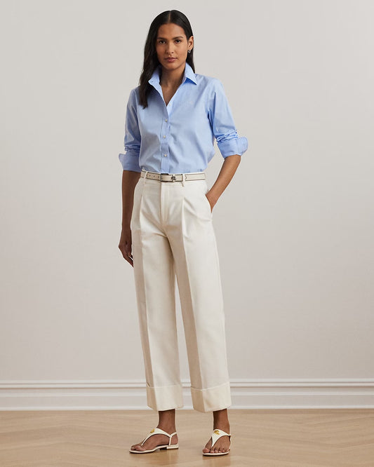 Camicia celeste in popeline anti grinze - Lauren Ralph Lauren
