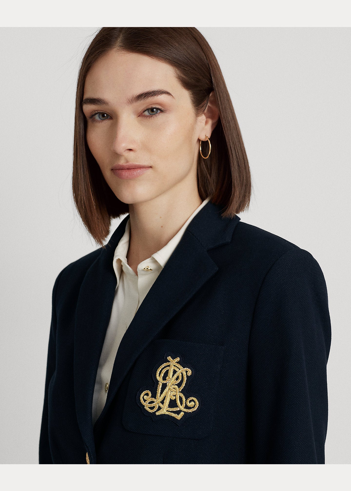 Giacca blu in jacquard con logo ricamato Lauren Ralph Lauren