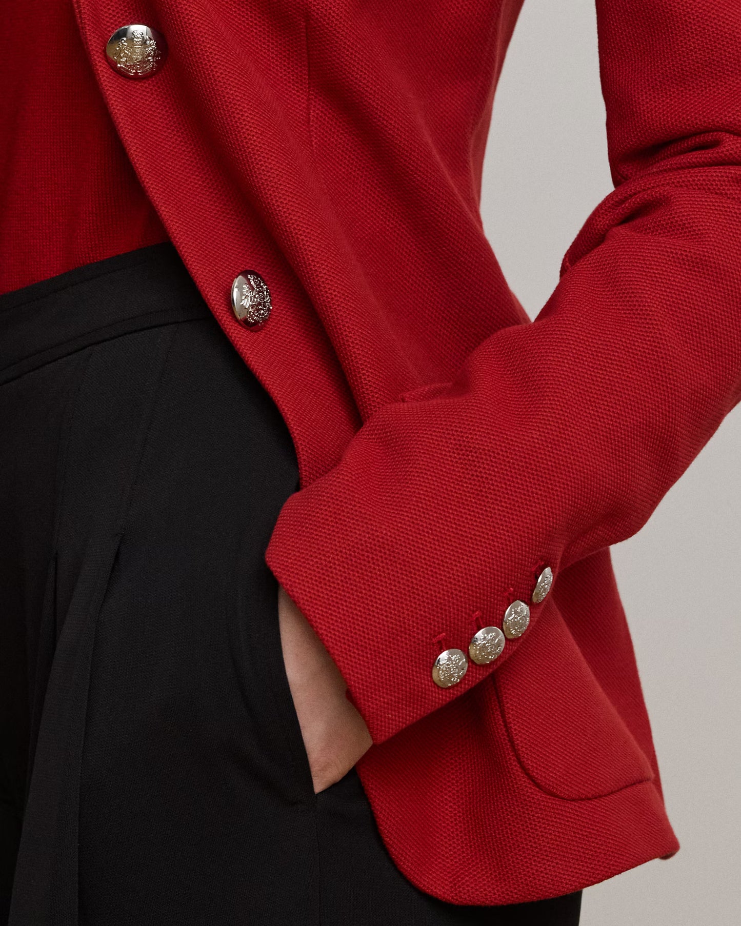 Giacca Rossa a Blazer in jacquard con ricamo logo