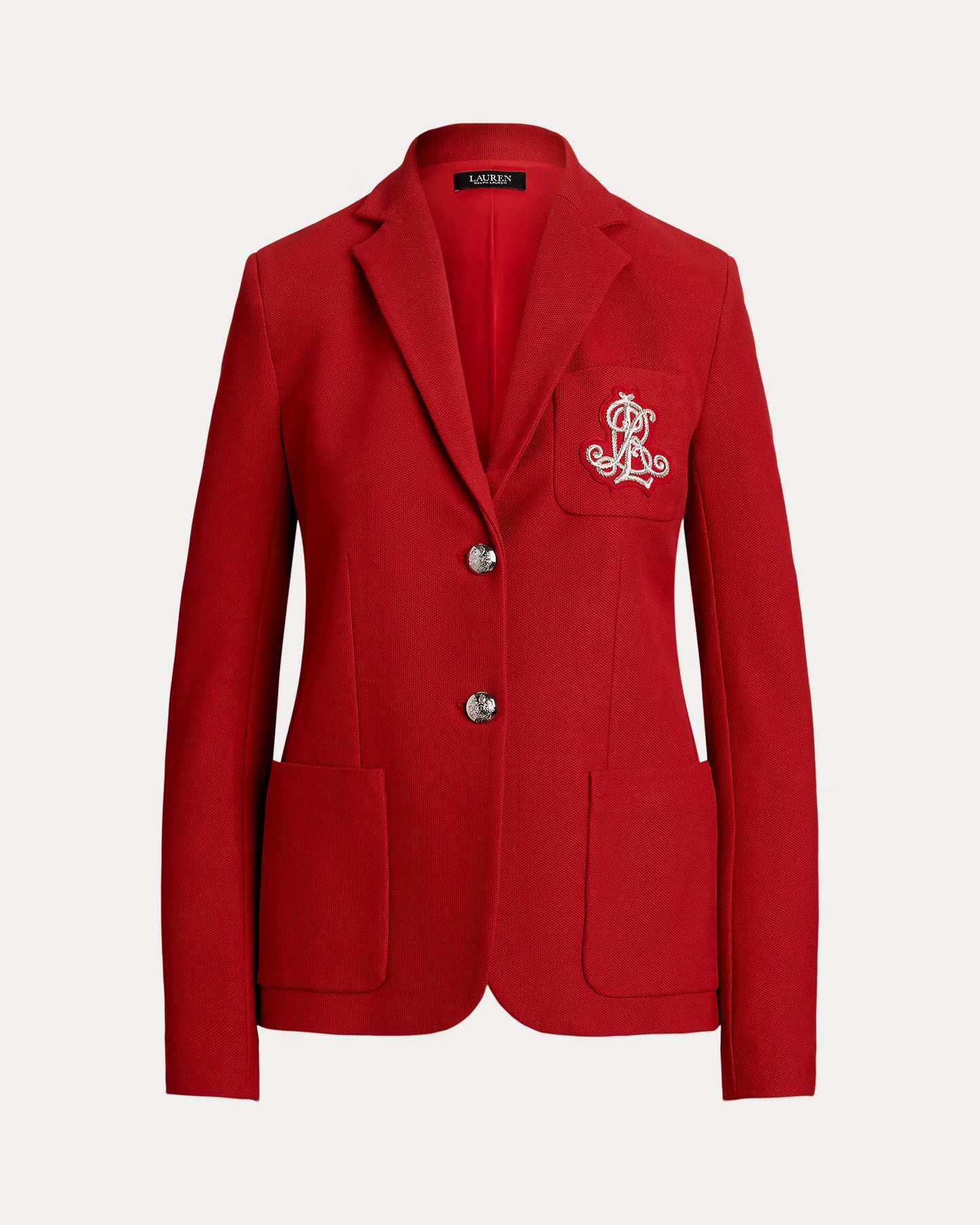Giacca Rossa a Blazer in jacquard con ricamo logo