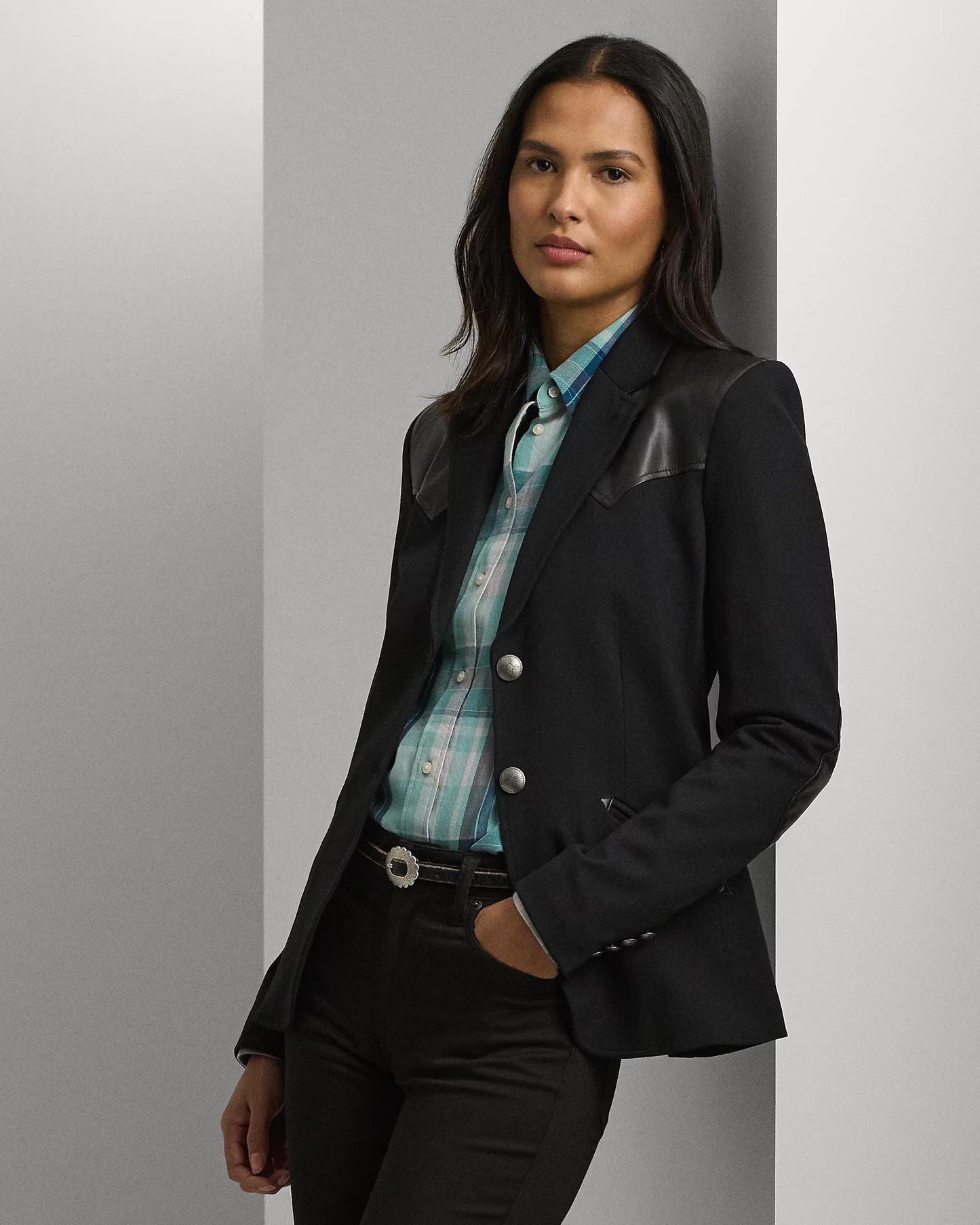 Giacca in jersey con inserti in ecopelle