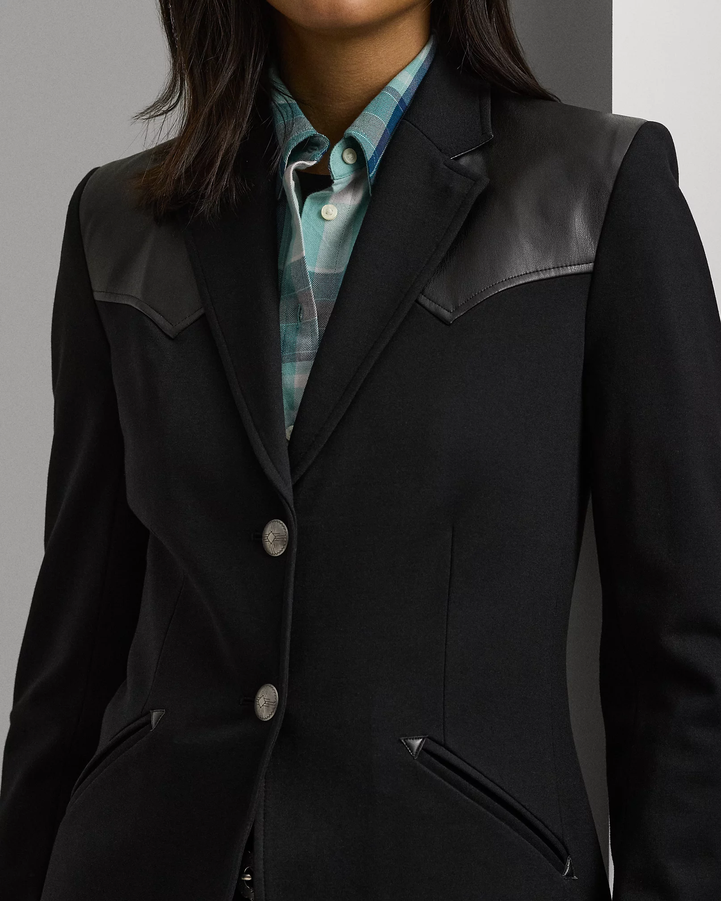 Giacca in jersey con inserti in ecopelle