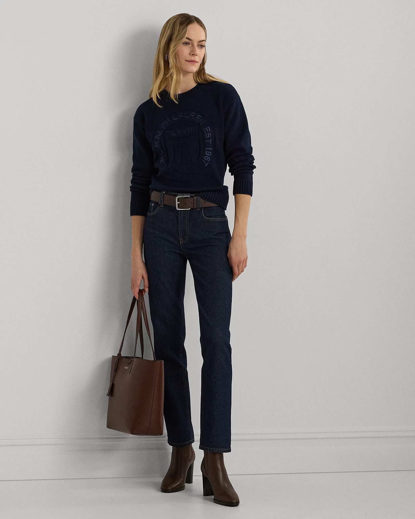 Maglia a girocollo in cotone con logo e stemma