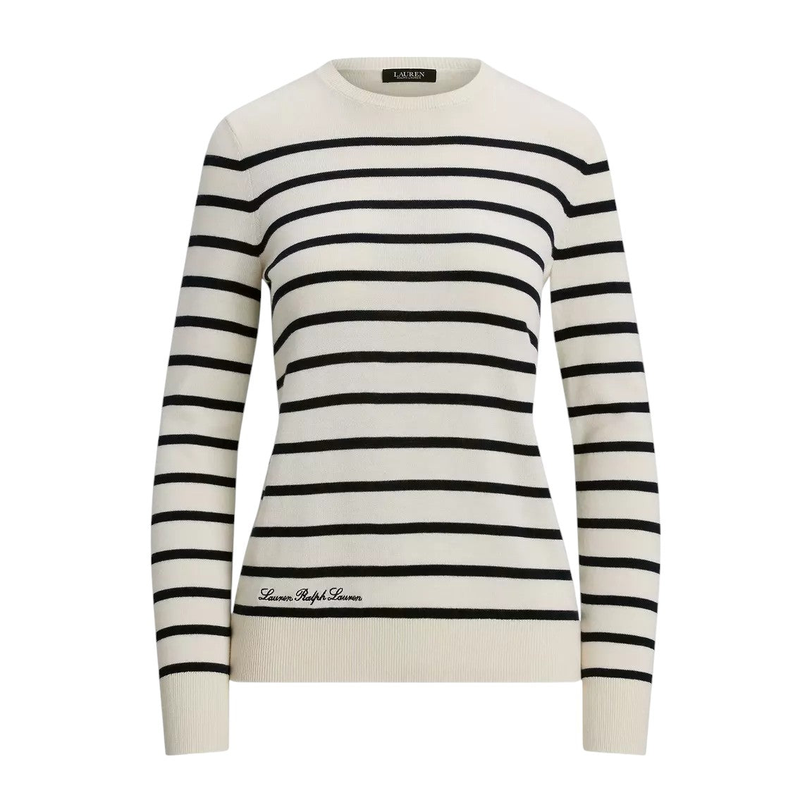 Maglia a righe panna e blu in misto cotone