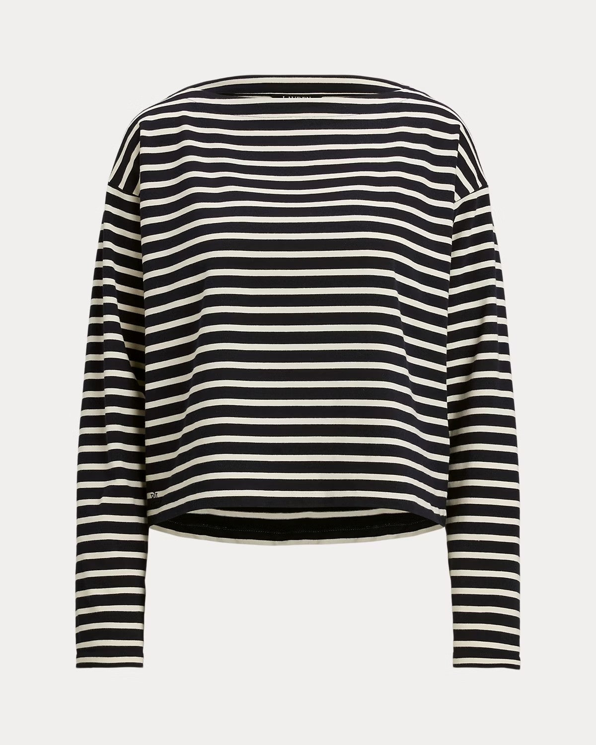 Maglia a righe a maniche lunghe e scollo a barchetta