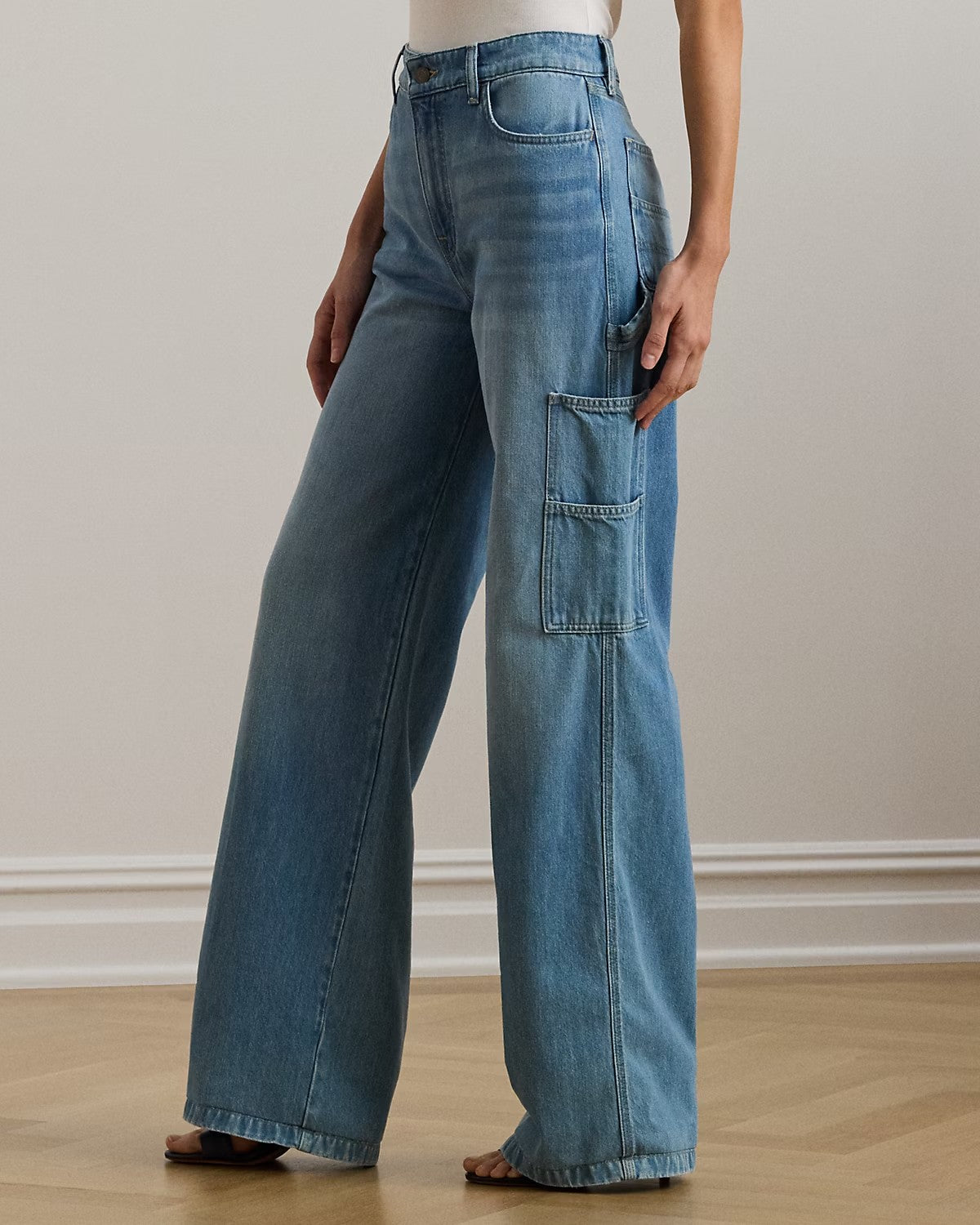 Jeans cargo a gamba larga