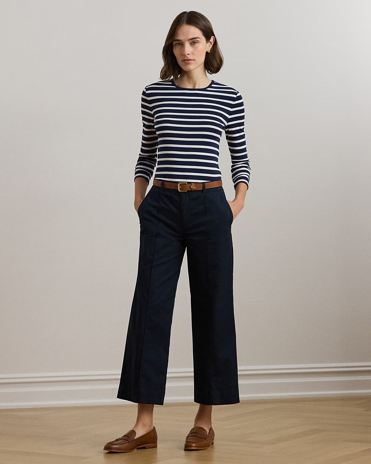 Maglietta a righe in cotone elasticizzato