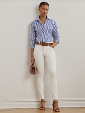 Camicia Classica a Righe Blu e Bianca