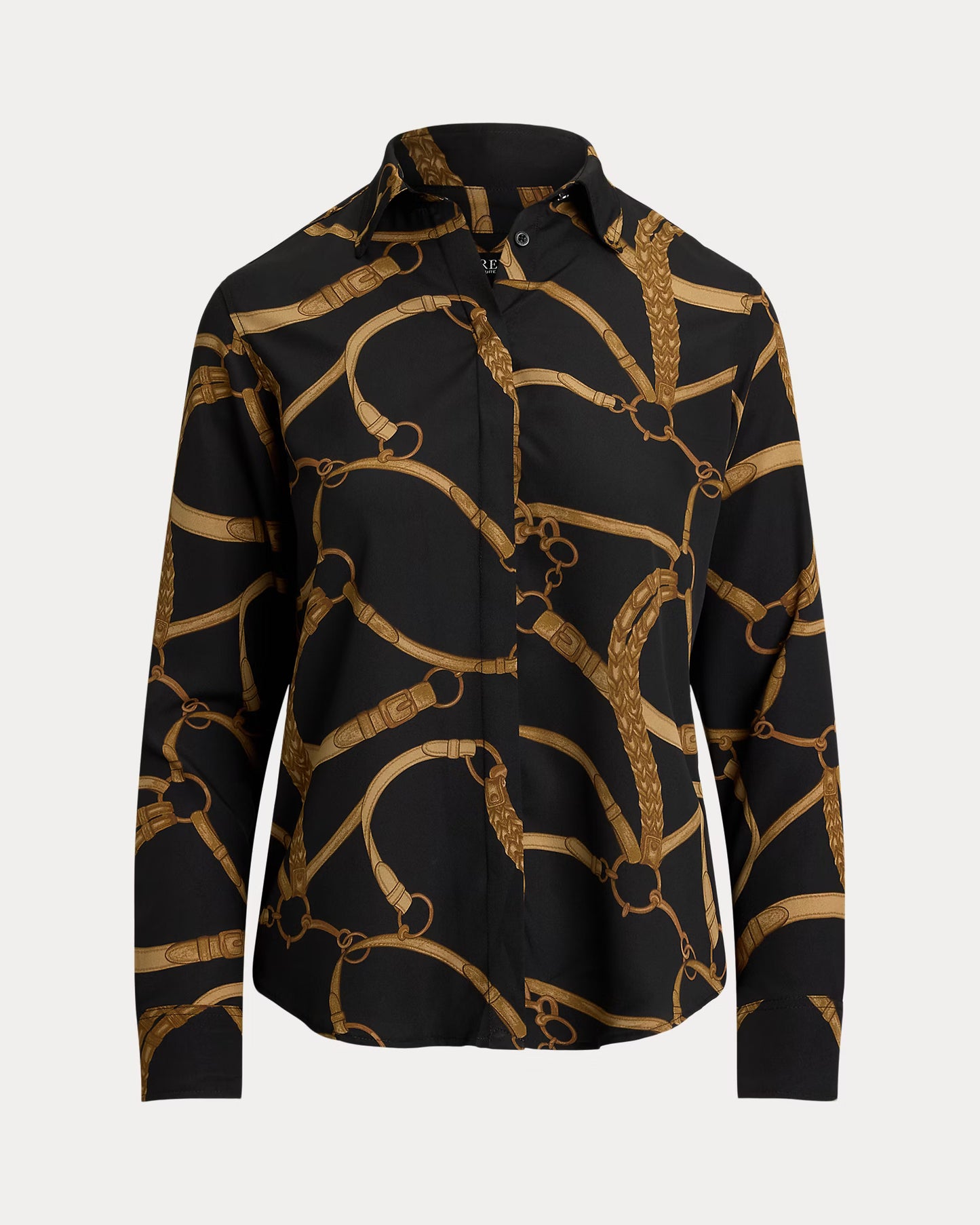 Camicia in crepe in stampa catene fondo nero