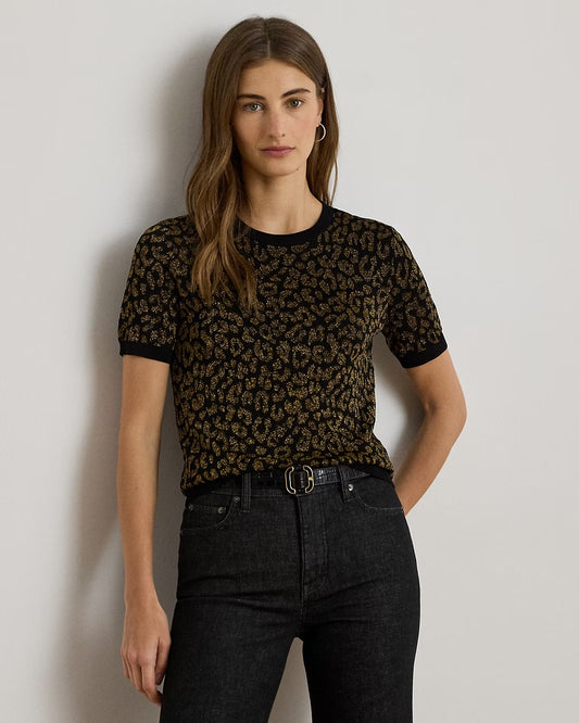 Maglia in stampa animalier con maniche corte
