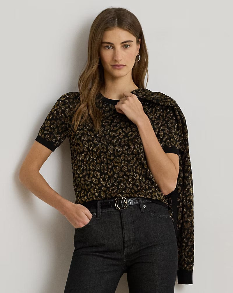 Maglia in stampa animalier con maniche corte