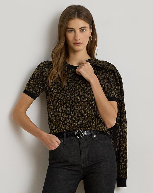 Maglia in stampa animalier con maniche corte