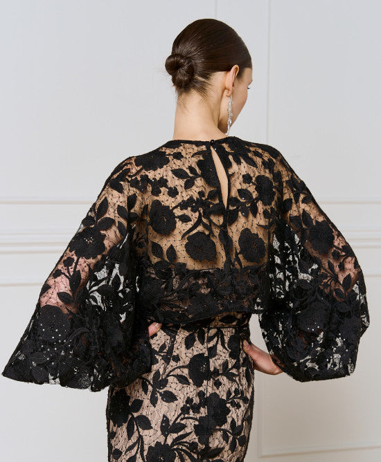 Coprispalle a Giacchina Bolero trasparente con ricami floreali e paillettes