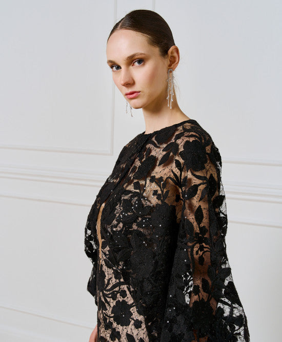 Coprispalle a Giacchina Bolero trasparente con ricami floreali e paillettes
