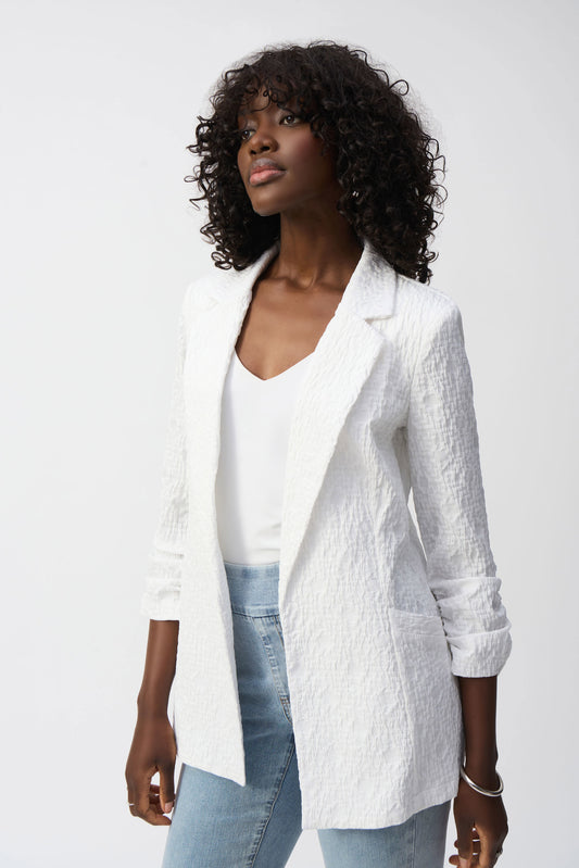 Giacca a Blazer in tessuto jacquard - Blu, Bianco