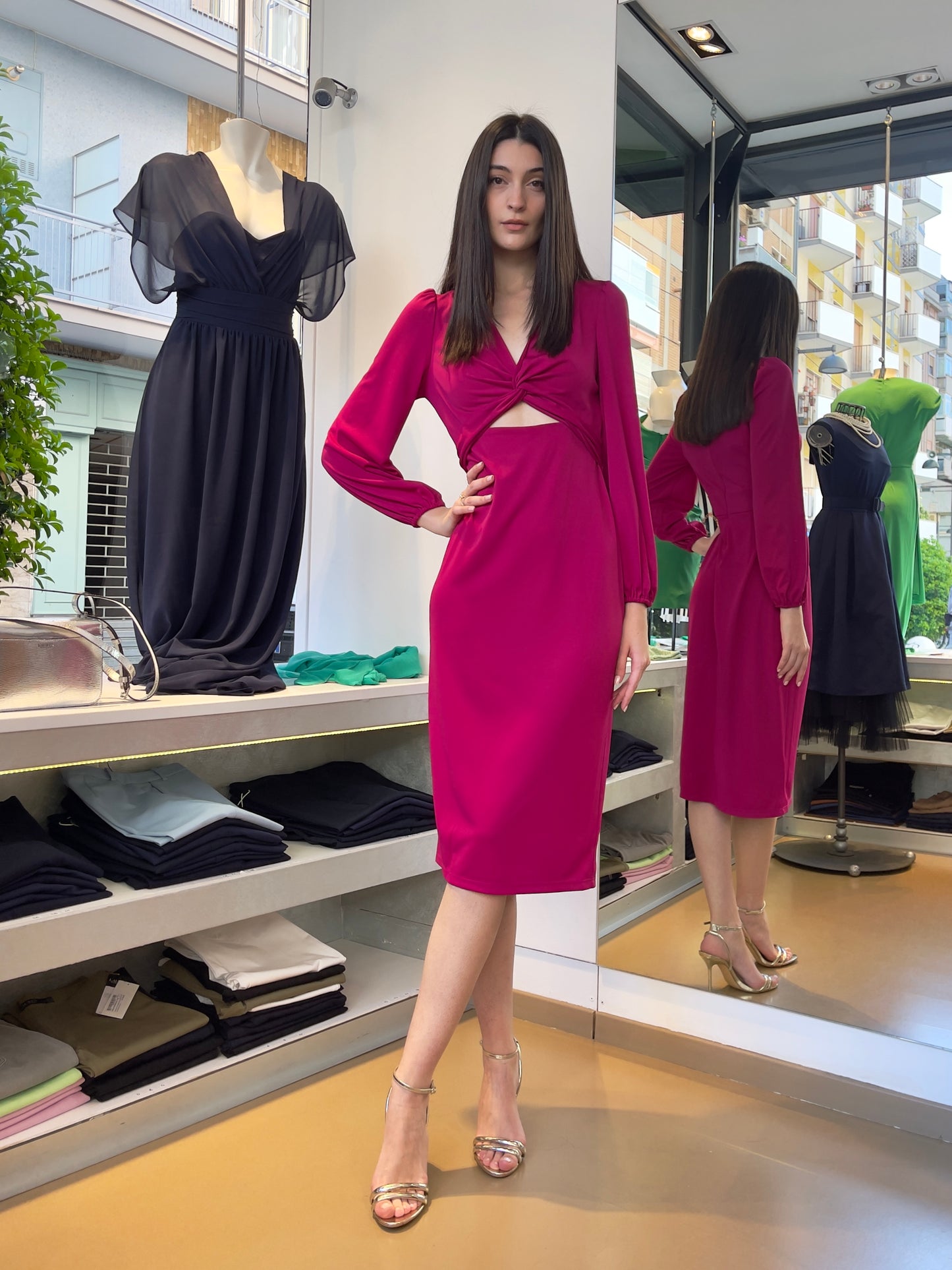 Abito in Jersey con Dettaglio Cut-Out