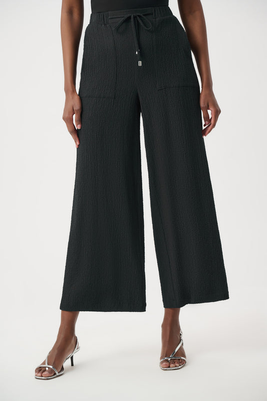 Pantaloni Crop a Gamba Larga in Tessuto Strutturato