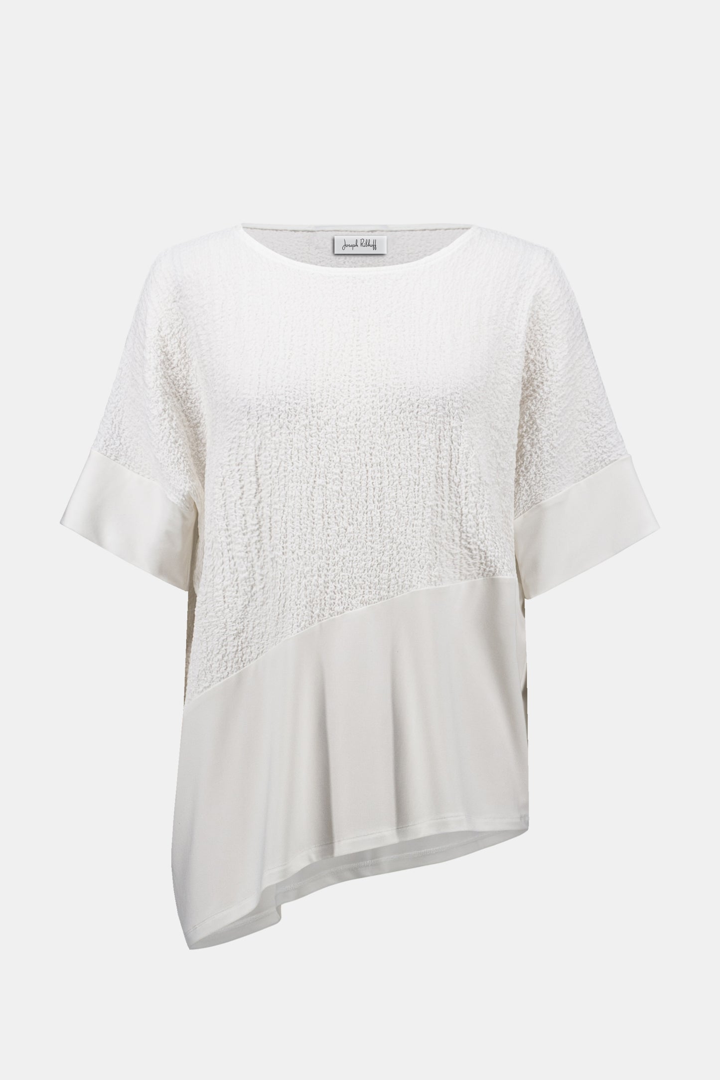 Camicia asimmetrica in seersucker e maglia effetto seta - Bianca o Nera