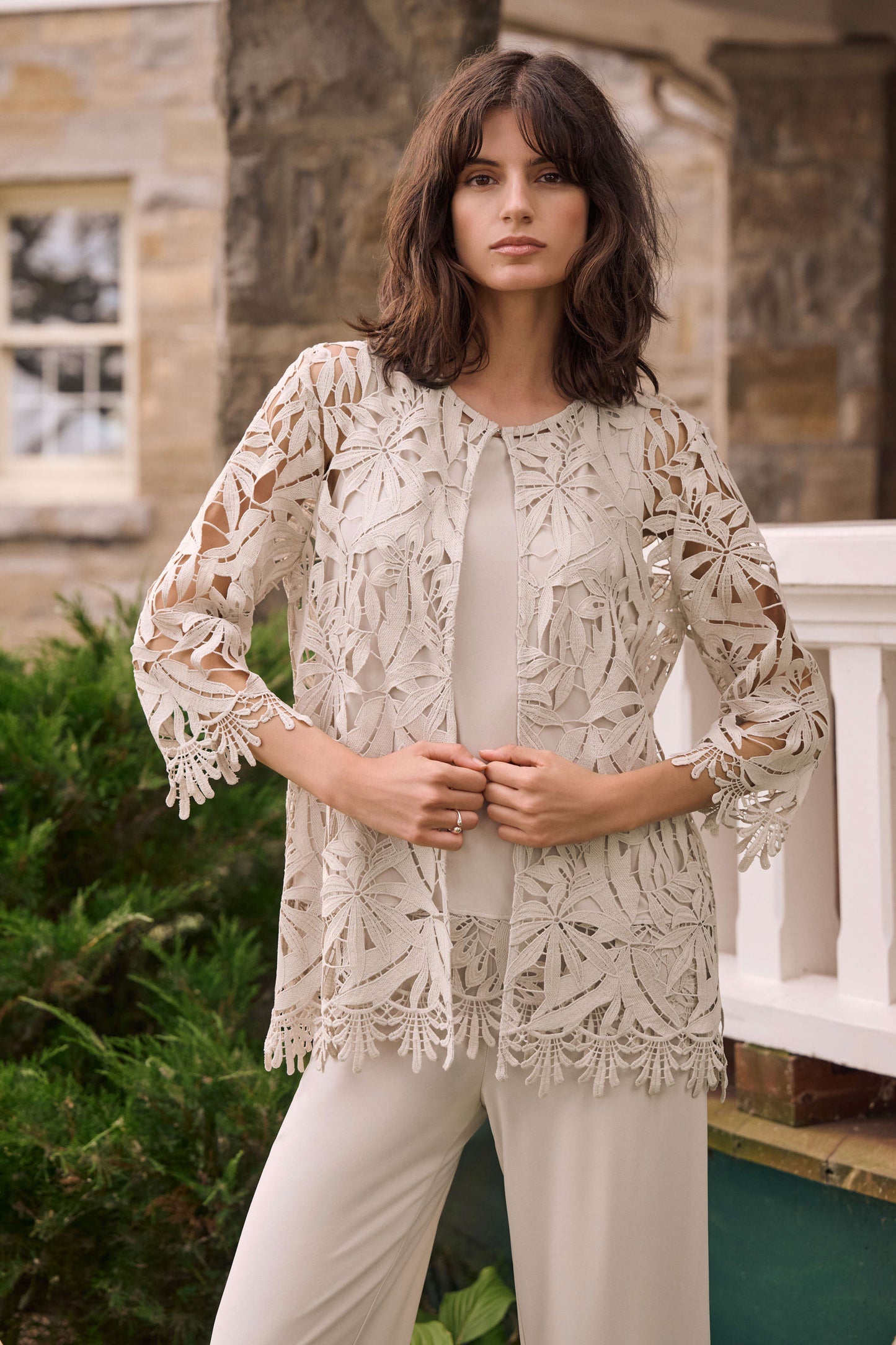 Giacca Caban in Pizzo Color Mastice