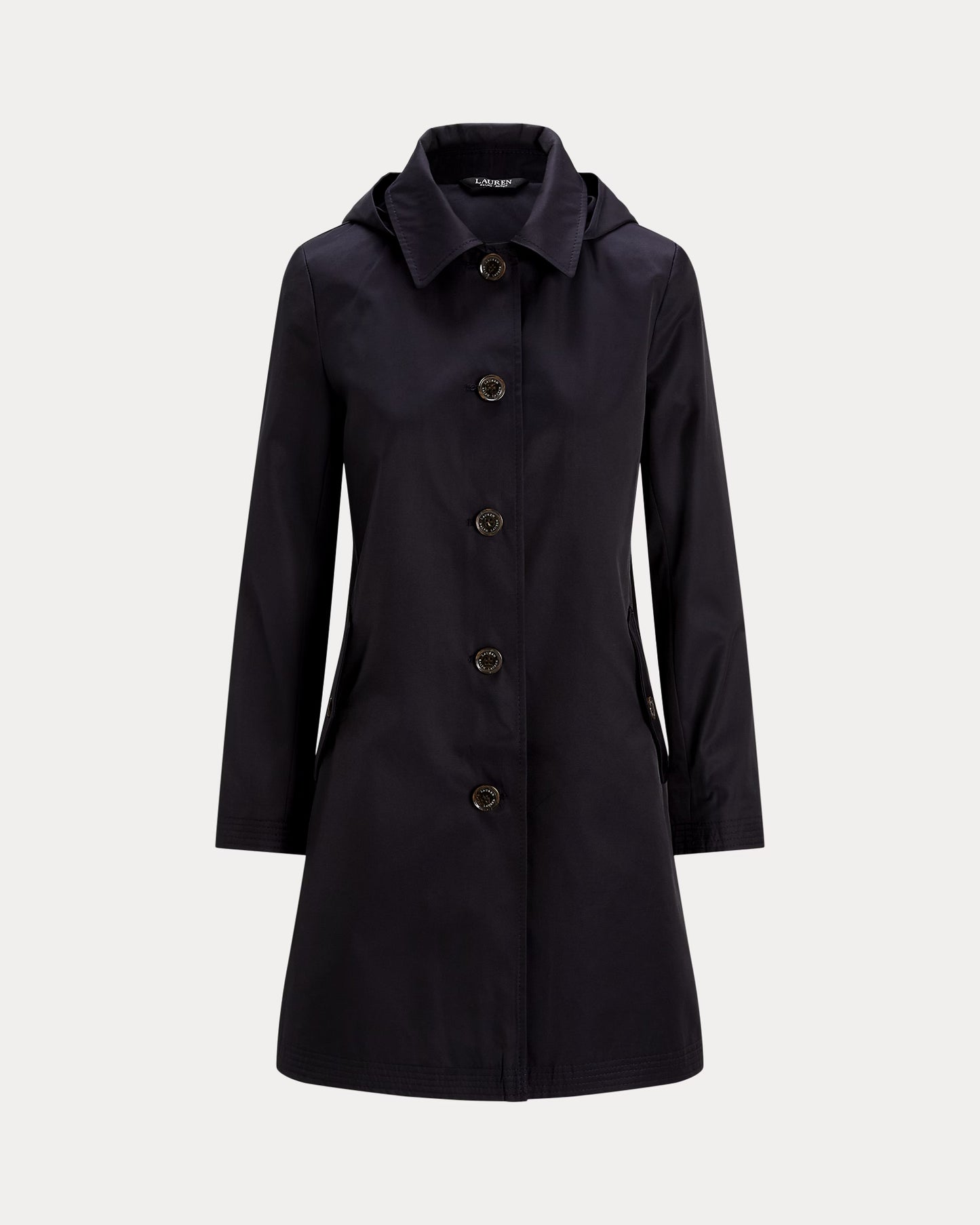 Trench Monopetto Con Cappuccio Staccabile - Beige e Blu