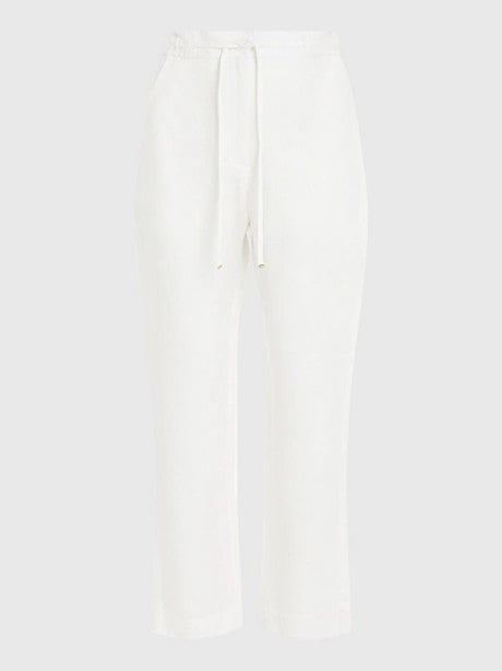 Pantaloni bianchi in lino con coulisse
